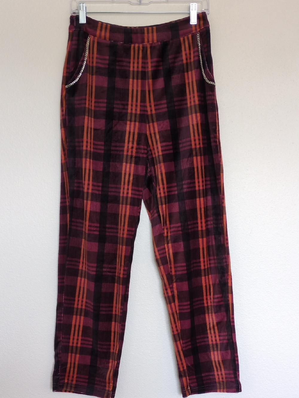 Women's Velour Plaid Pants